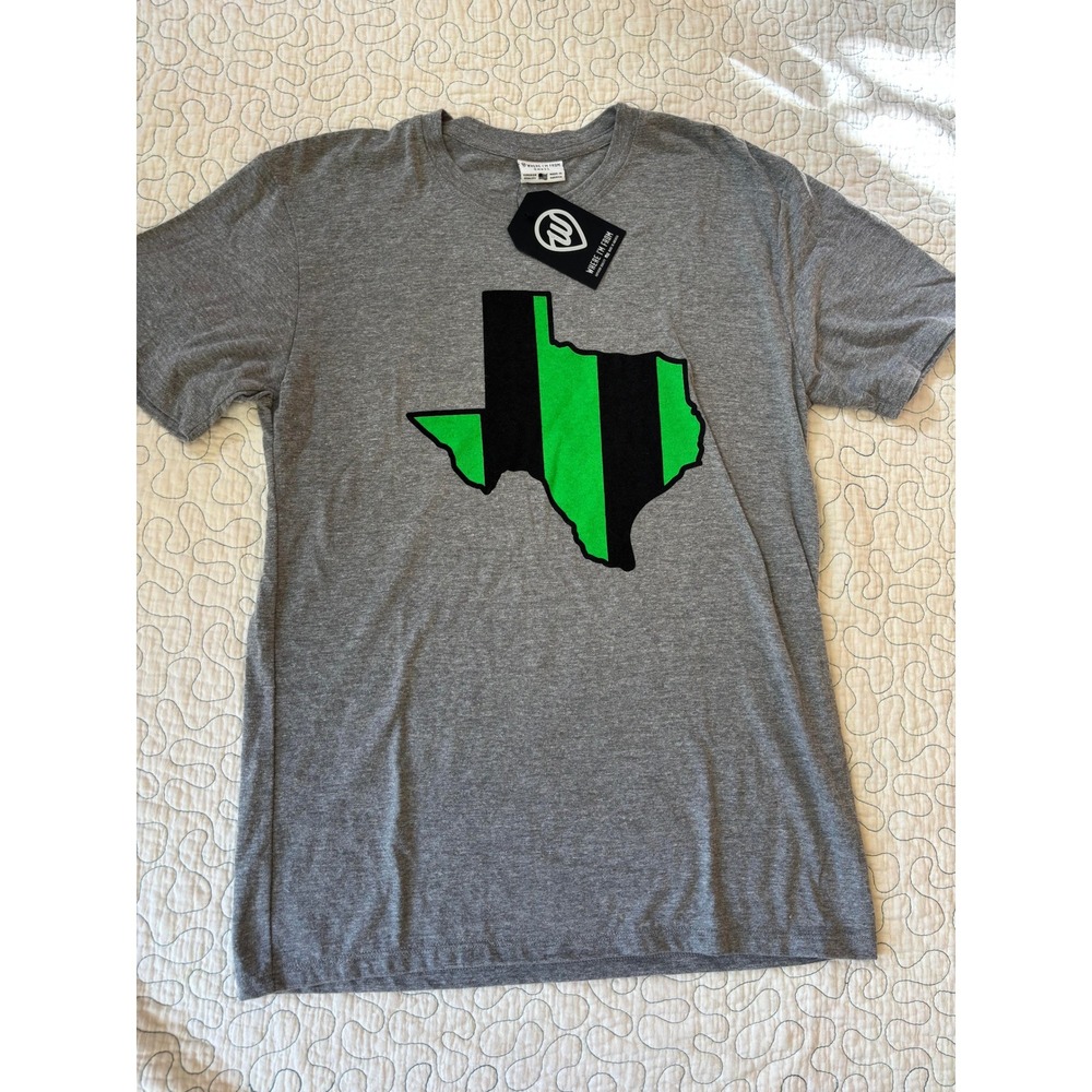 Where‎ I'm From Texas State Shirt Mens Small Gray Neon Green